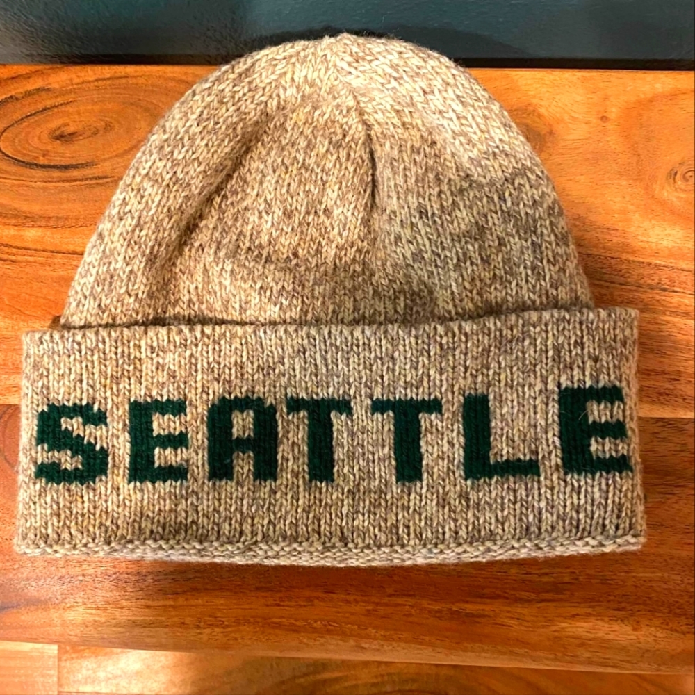 FILSON Seattle Wool Beanie, Oatmeal & green